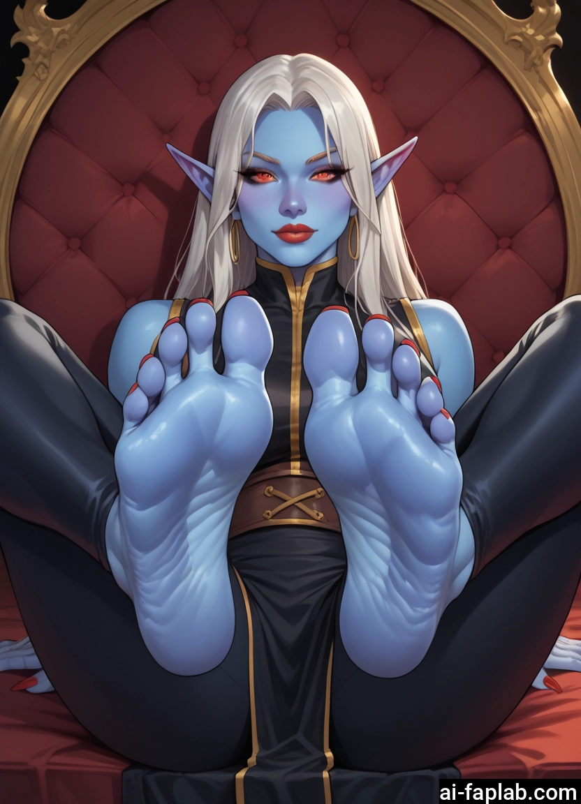 1girl, feet, pointy ears, soles, colored skin, jewelry · Yamete.gg