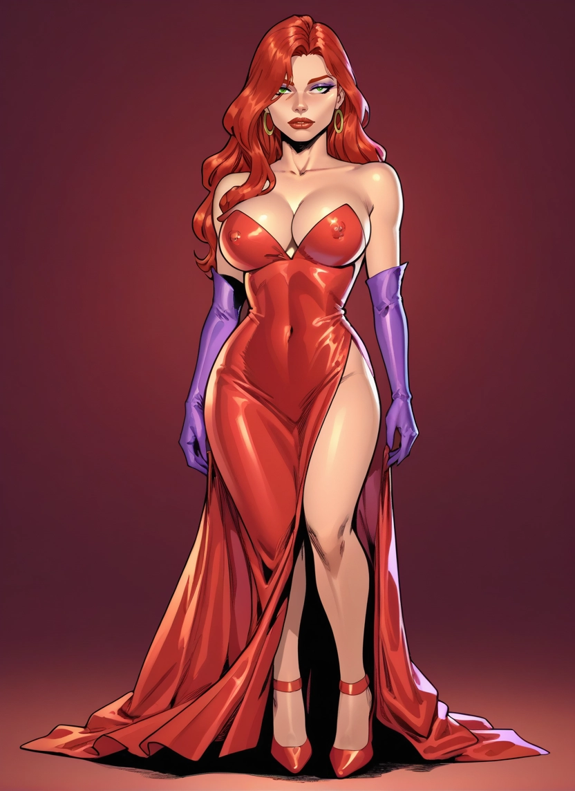 1girl, breasts, dress, gloves, jewelry, solo · Yamete.gg