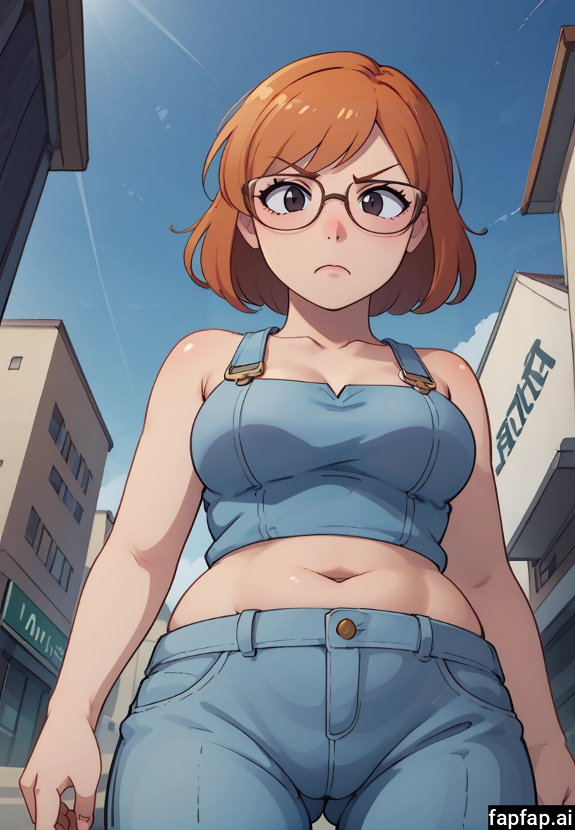 1girl, solo, breasts, navel, glasses, outdoors · Yamete.gg
