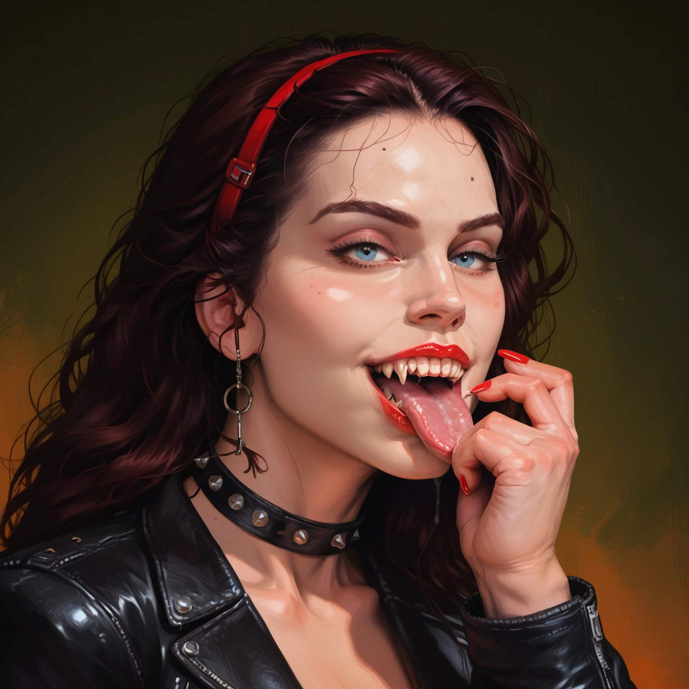 1girl, solo, tongue, blue eyes, jewelry, earrings · Yamete.gg