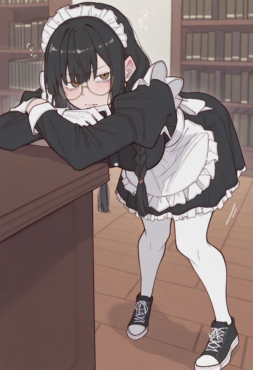 1girl, maid, maid headdress, gloves, solo, black hair · Yamete.gg