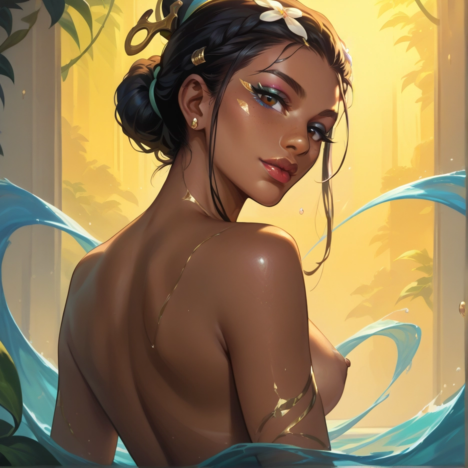 1girl, breasts, nipples, dark skin, solo, dark-skinned female · Yamete.gg