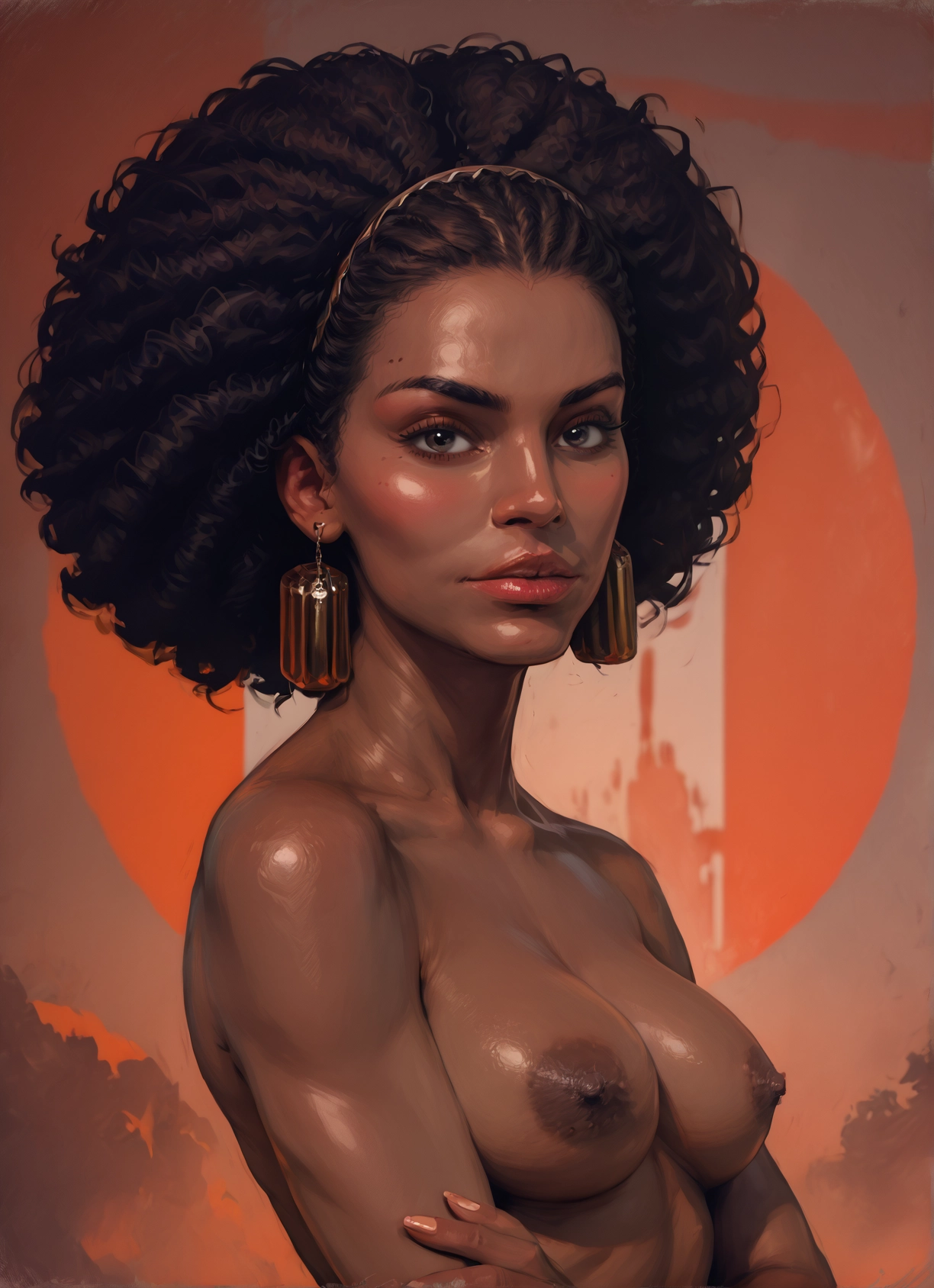 1girl, solo, breasts, nipples, jewelry, earrings · Yamete.gg