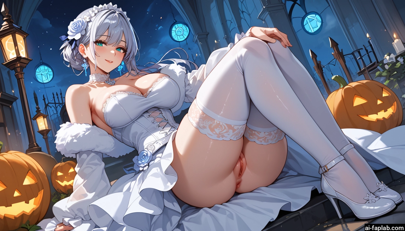 1girl, breasts, pussy, thighhighs, solo, dress · Yamete.gg