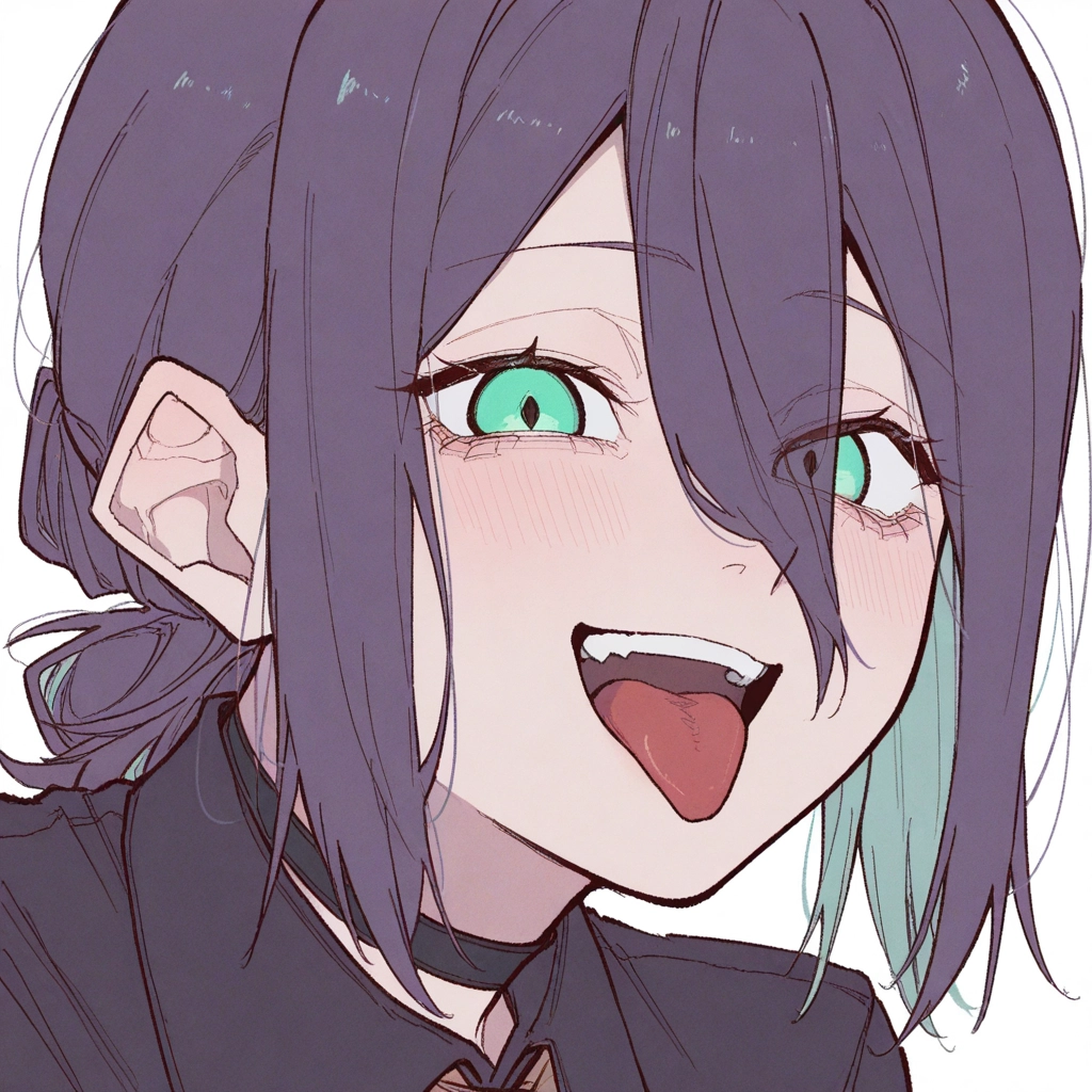 1girl, solo, tongue, tongue out, open mouth, multicolored hair · Yamete.gg