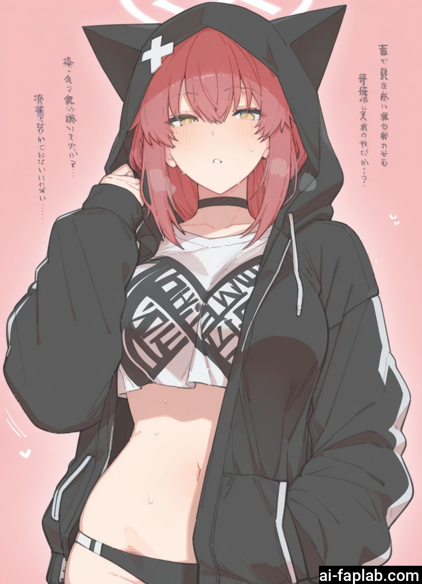 1girl, solo, navel, hood, breasts, halo