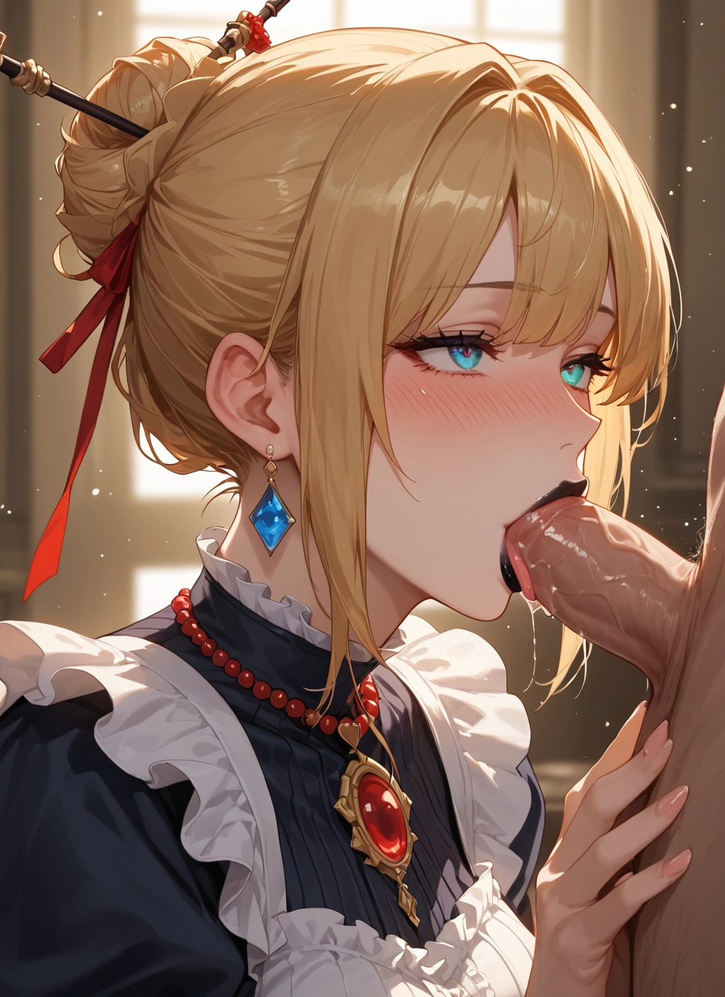 1girl, penis, hetero, oral, fellatio, blonde hair · Yamete.gg