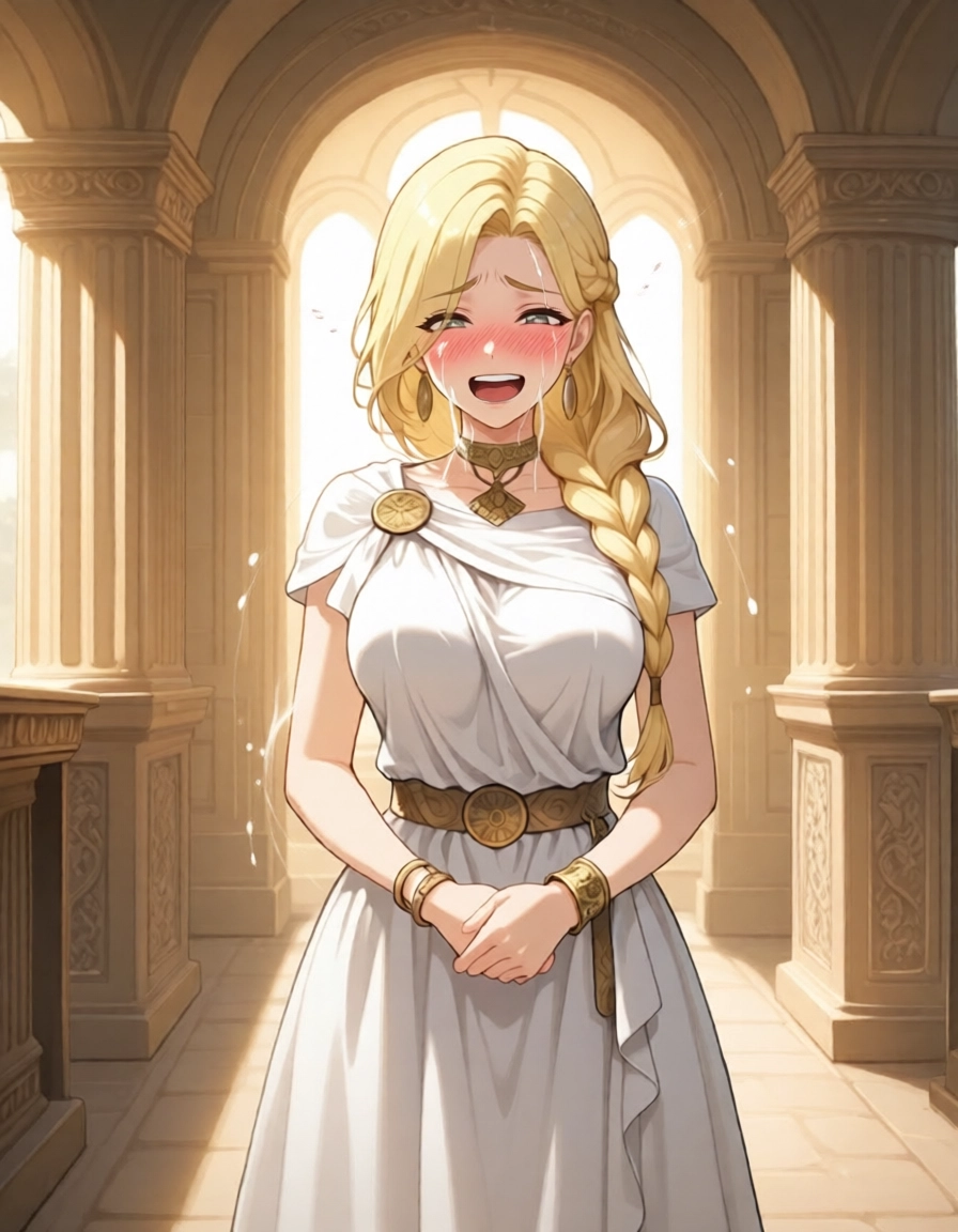 1girl, solo, blonde hair, jewelry, long hair, blush · Yamete.gg