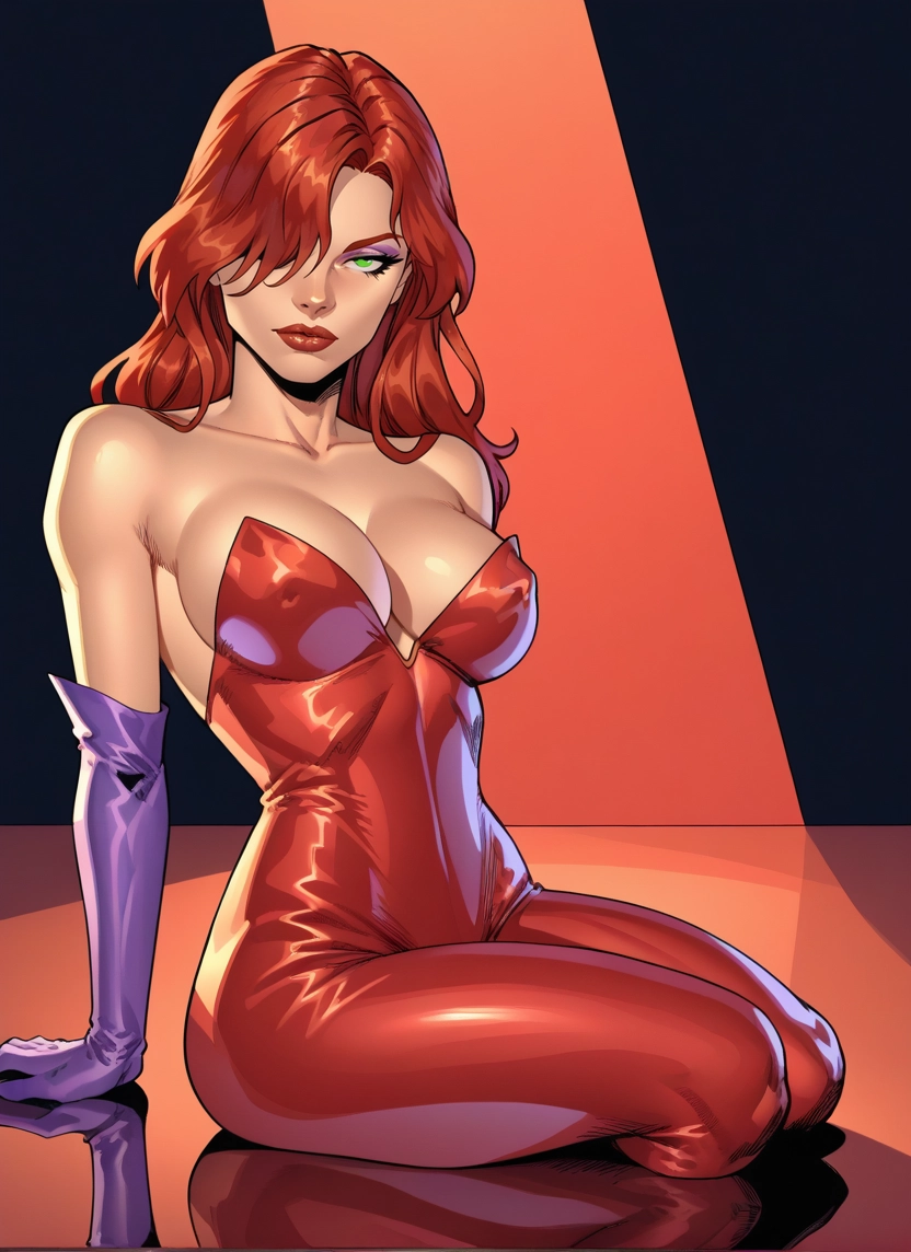 1girl, breasts, gloves, solo, green eyes, hair over one eye · Yamete.gg