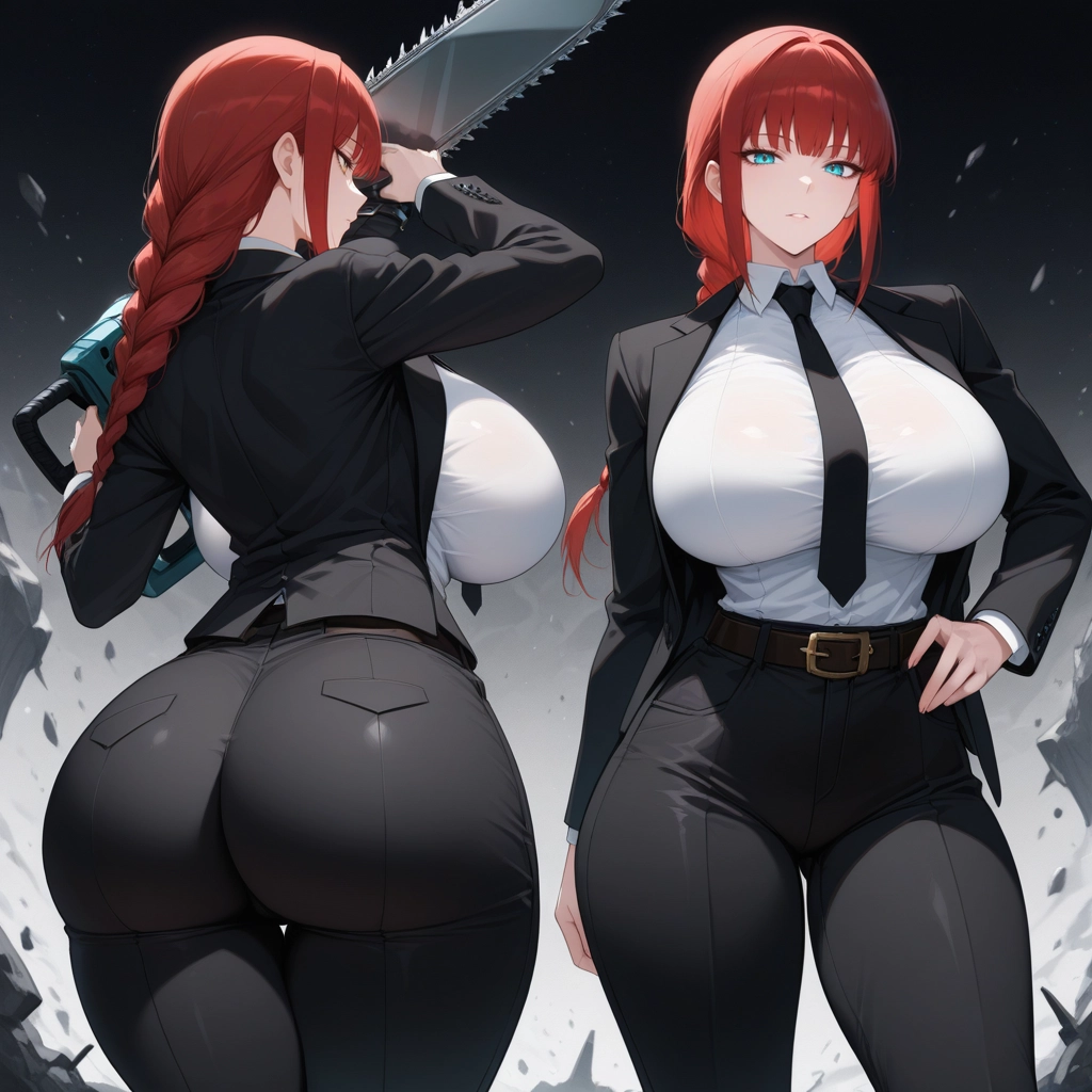 makima (chainsaw man), 1girl, breasts, ass, braid, pants · Yamete.gg