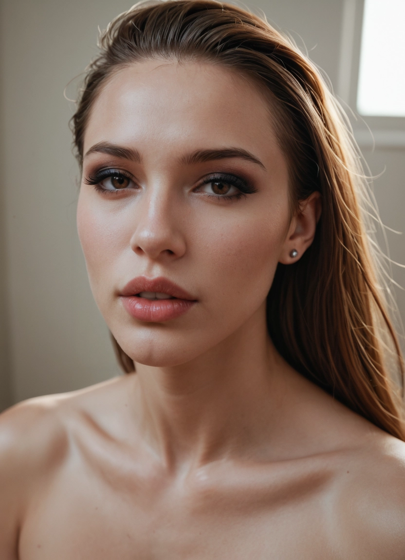1girl, solo, realistic, brown eyes, brown hair, jewelry · Yamete.gg
