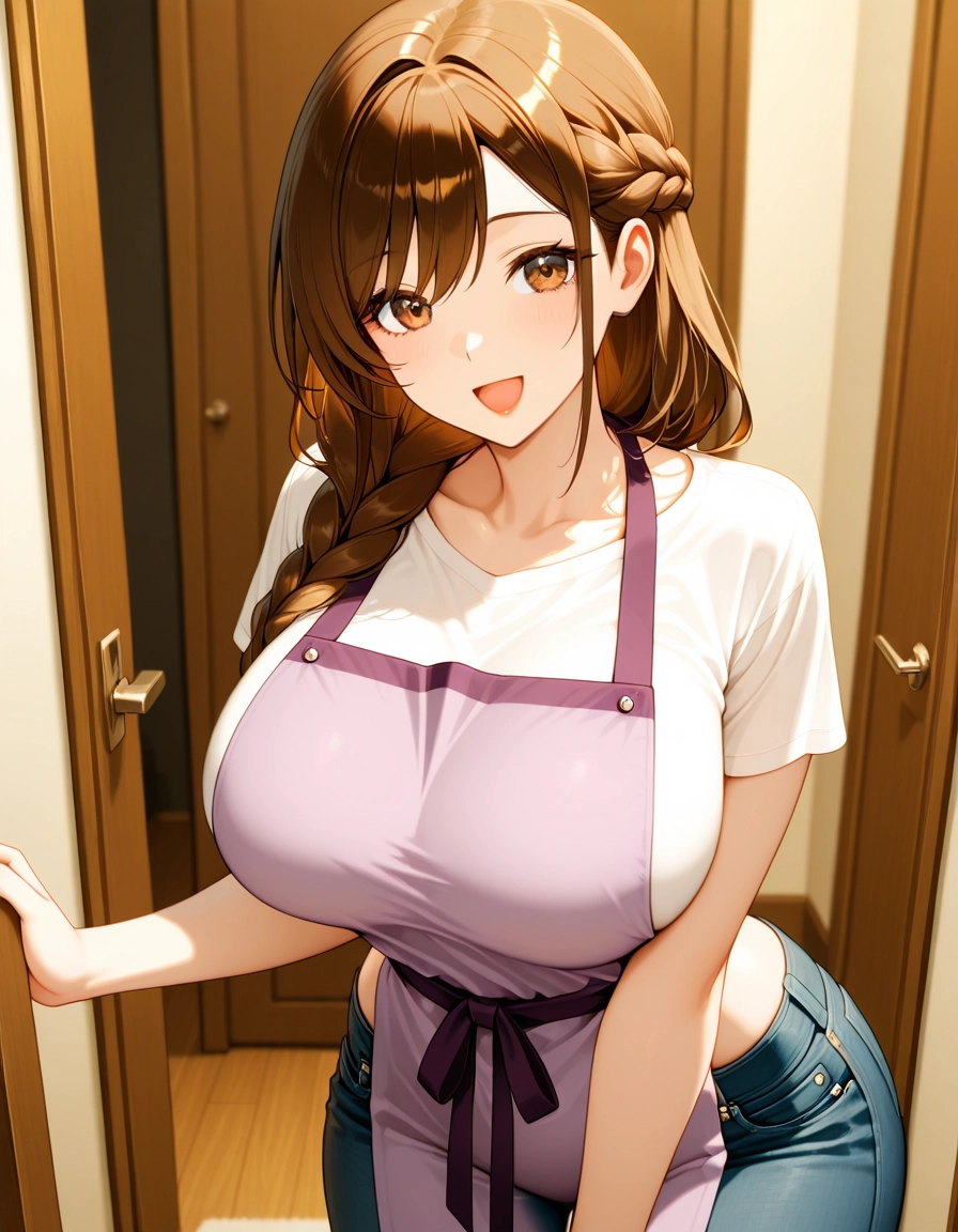 1girl, breasts, denim, braid, pants, jeans · Yamete.gg