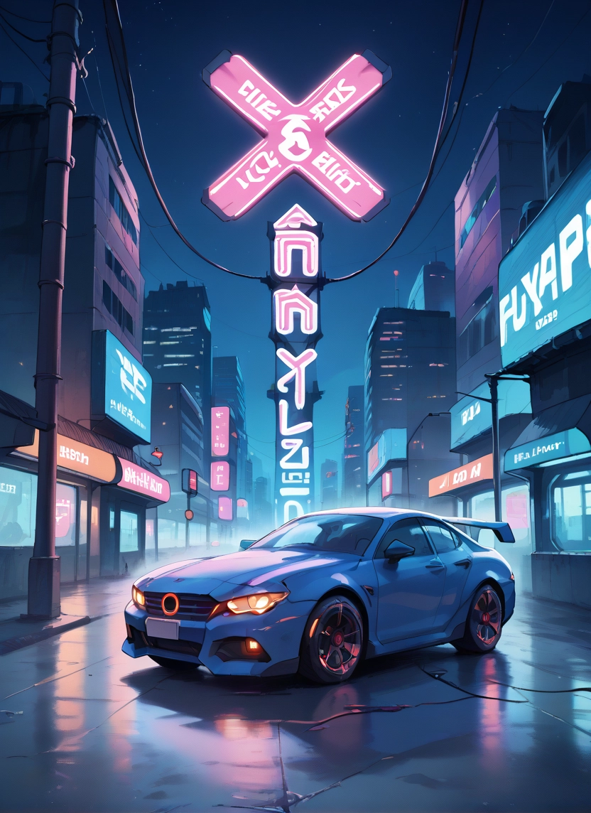 car, ground vehicle, motor vehicle, night, vehicle focus, no humans · Yamete.gg