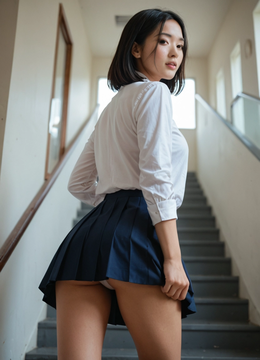 1girl, solo, underwear, panties, skirt, ass · Yamete.gg