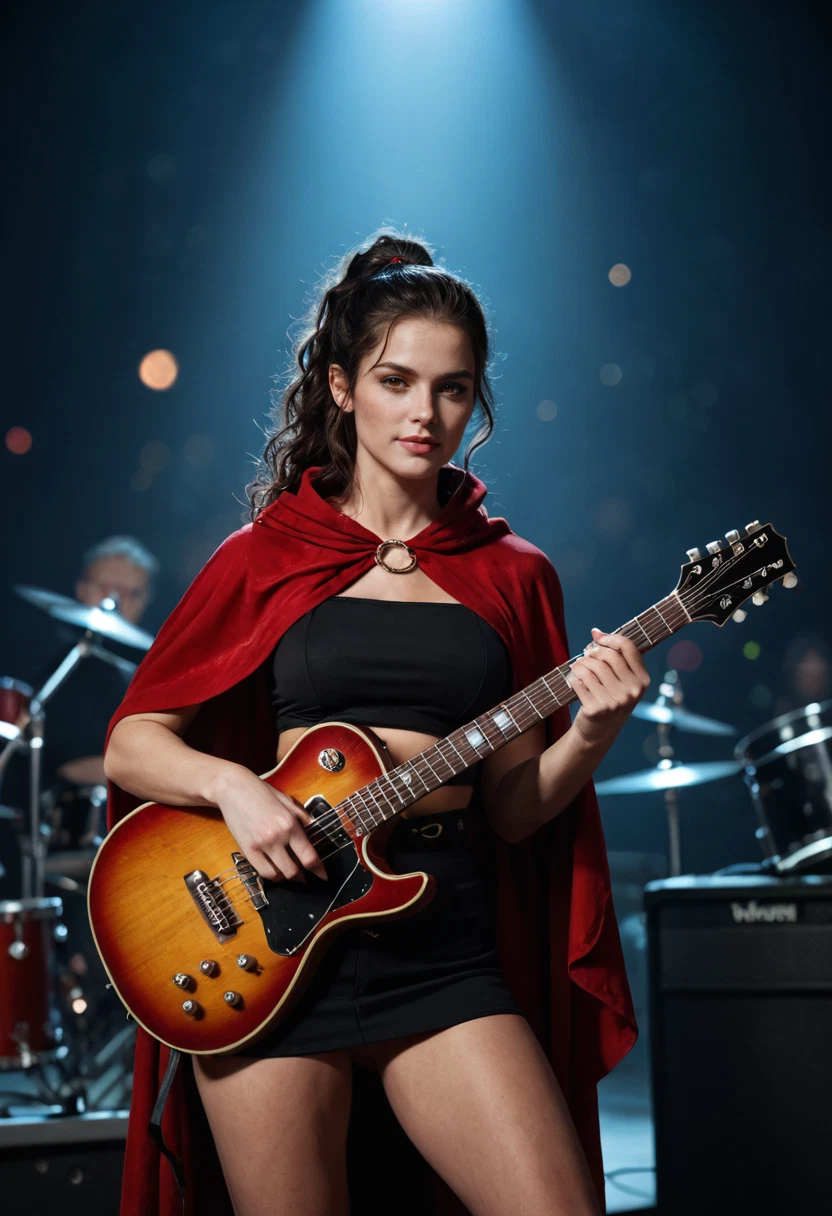 1girl, instrument, solo, skirt, realistic, cape · Yamete.gg