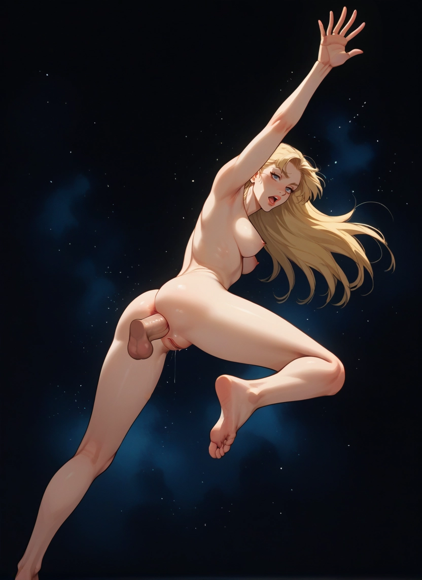1girl, blonde hair, breasts, nipples, penis, nude · Yamete.gg