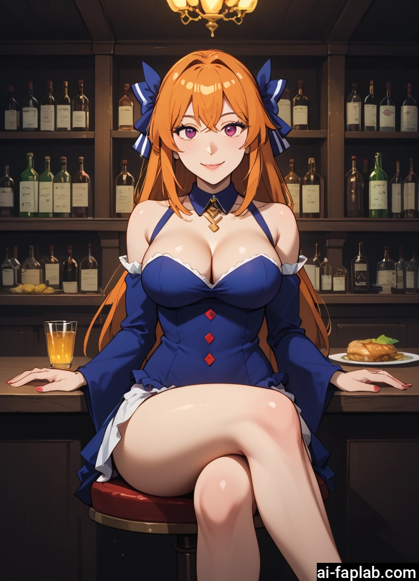1girl, breasts, cleavage, long hair, crossed legs, solo