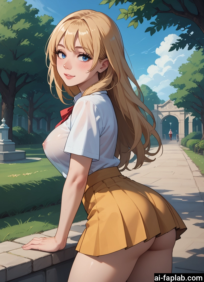 1girl, skirt, breasts, blue eyes, long hair, ass · Yamete.gg