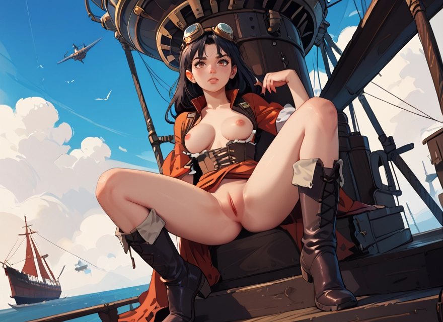 1girl, breasts, pussy, nipples, goggles, boots · Yamete.gg