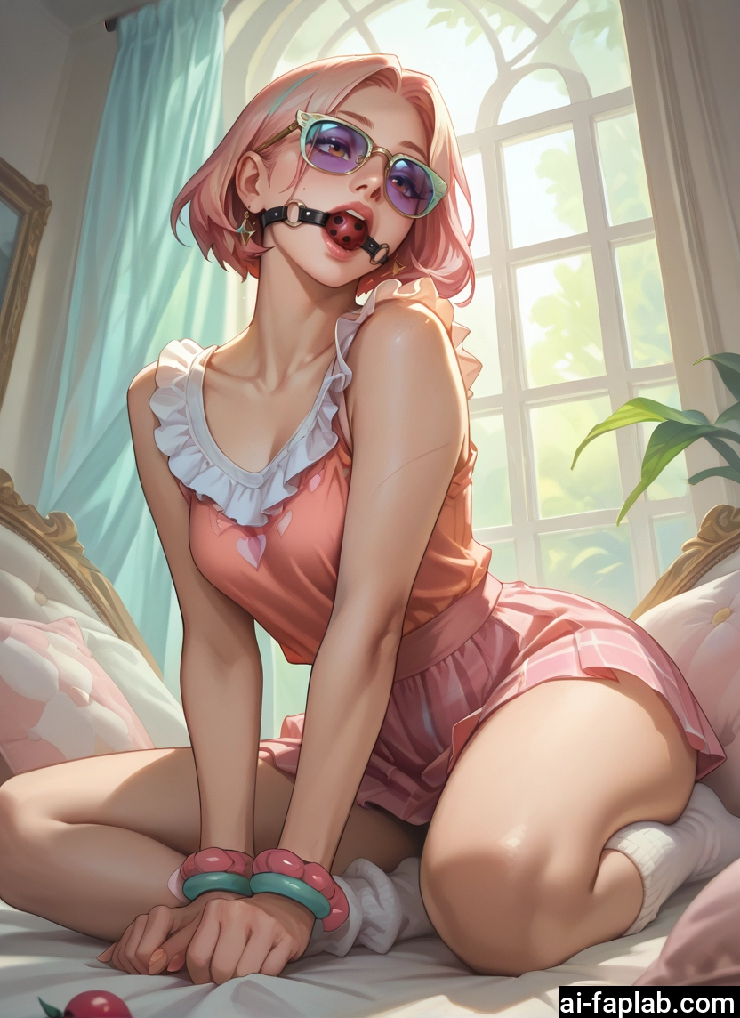 1girl, pink hair, gag, ball gag, solo, jewelry
