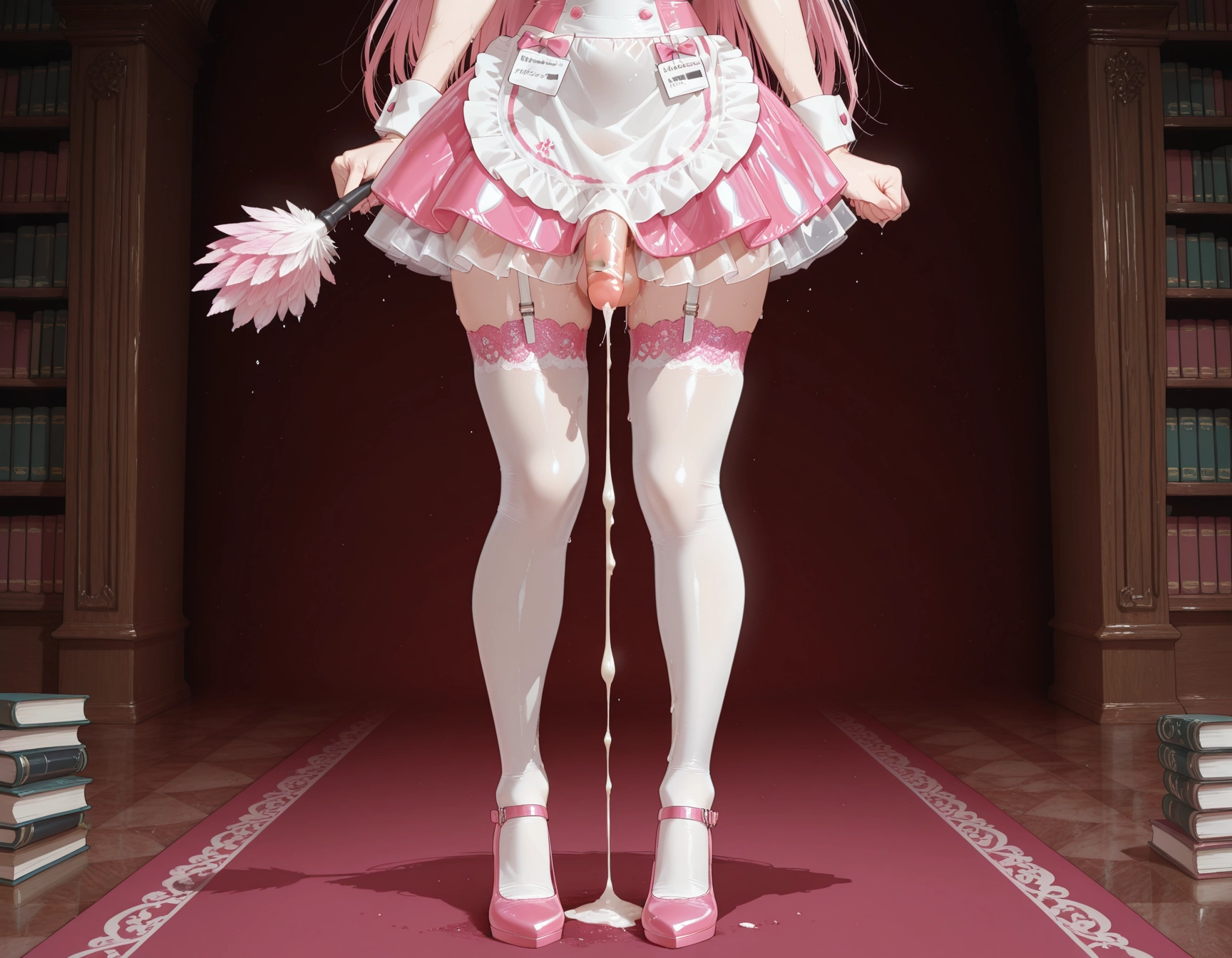 futanari, flaccid, censored, penis, thighhighs, cum · Yamete.gg