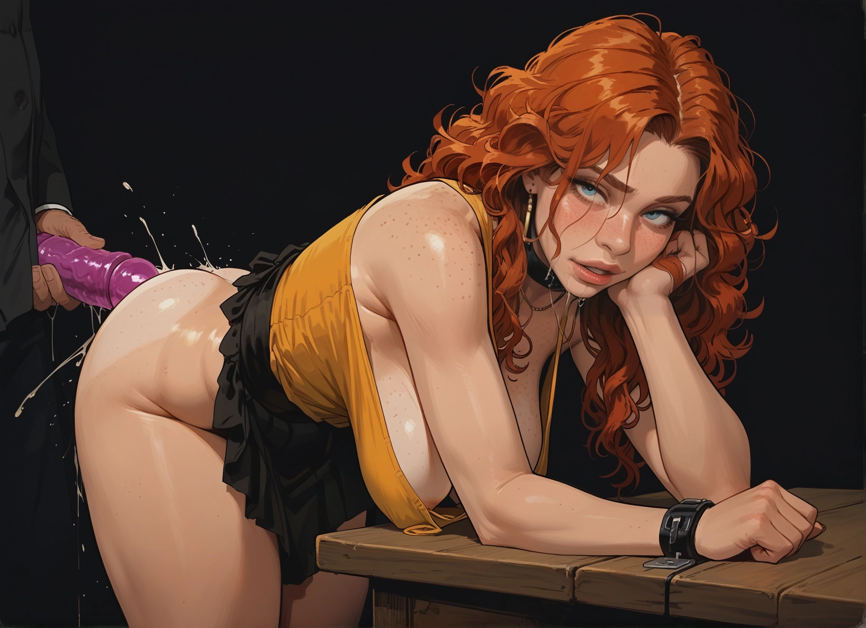 1girl, breasts, freckles, 1boy, blue eyes, sex toy · Yamete.gg