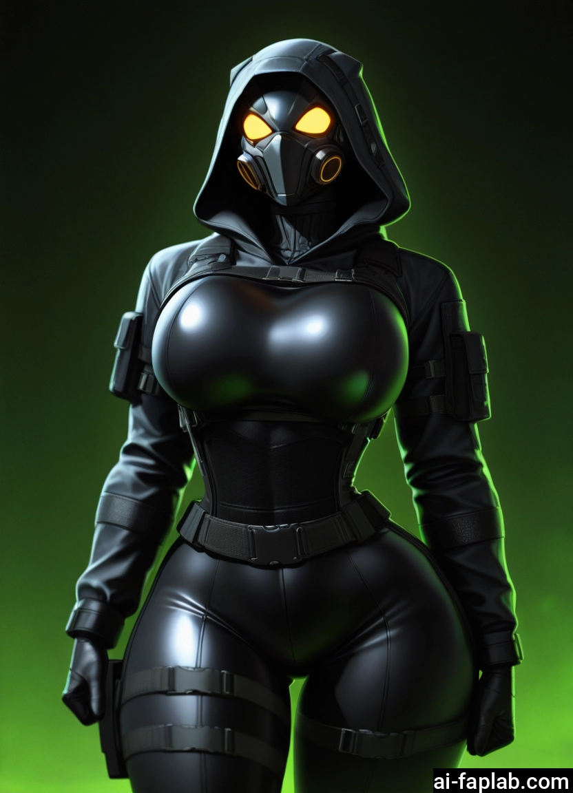 1girl, breasts, solo, mask, bodysuit, hood · Yamete.gg