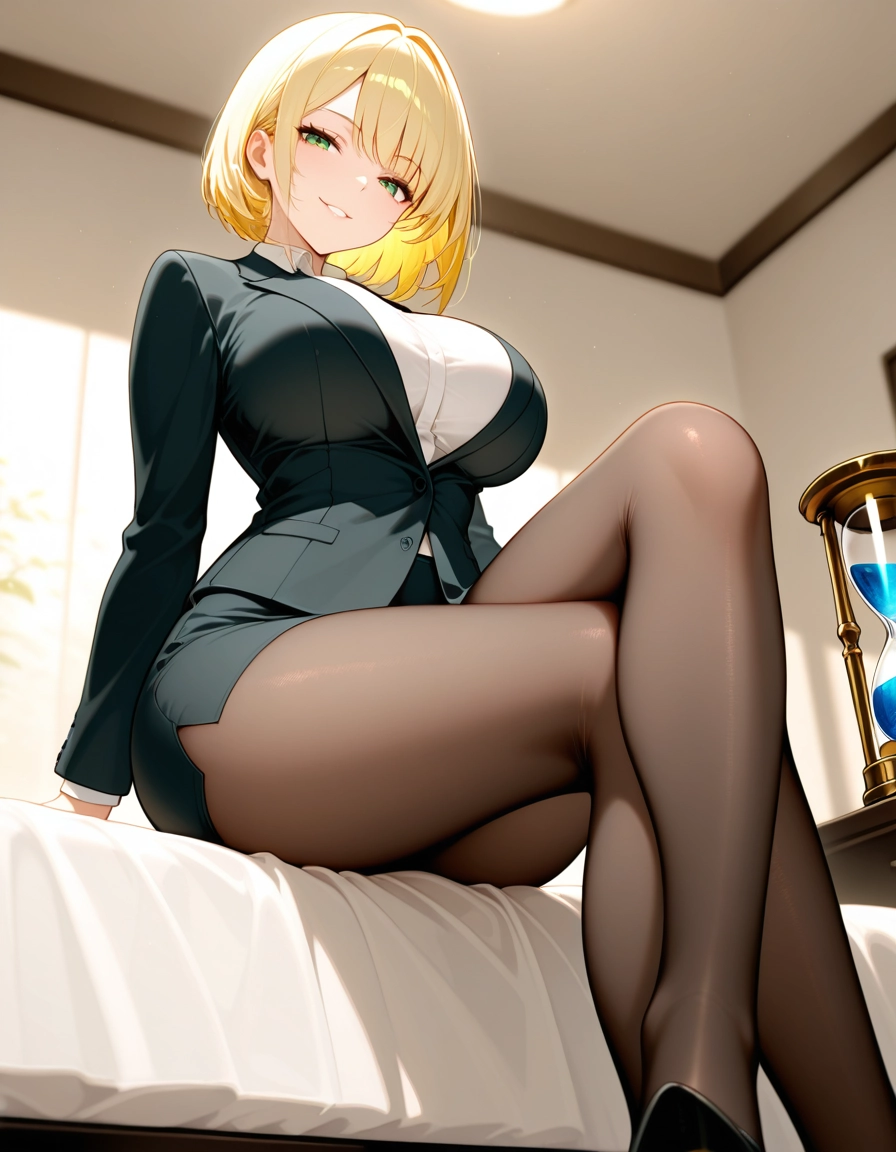 1girl, breasts, blonde hair, solo, pantyhose, large breasts · Yamete.gg