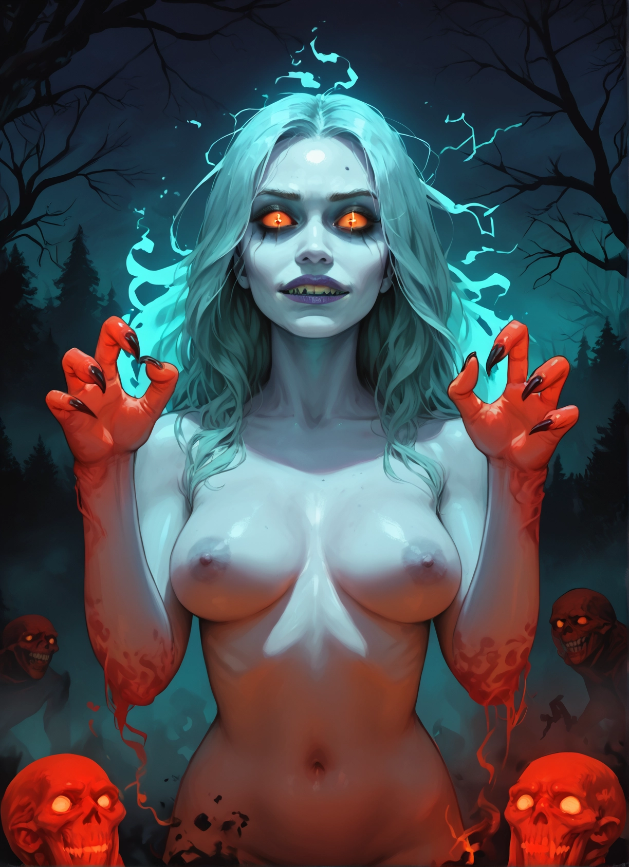nipples, 1girl, breasts, navel, nude, long hair · Yamete.gg