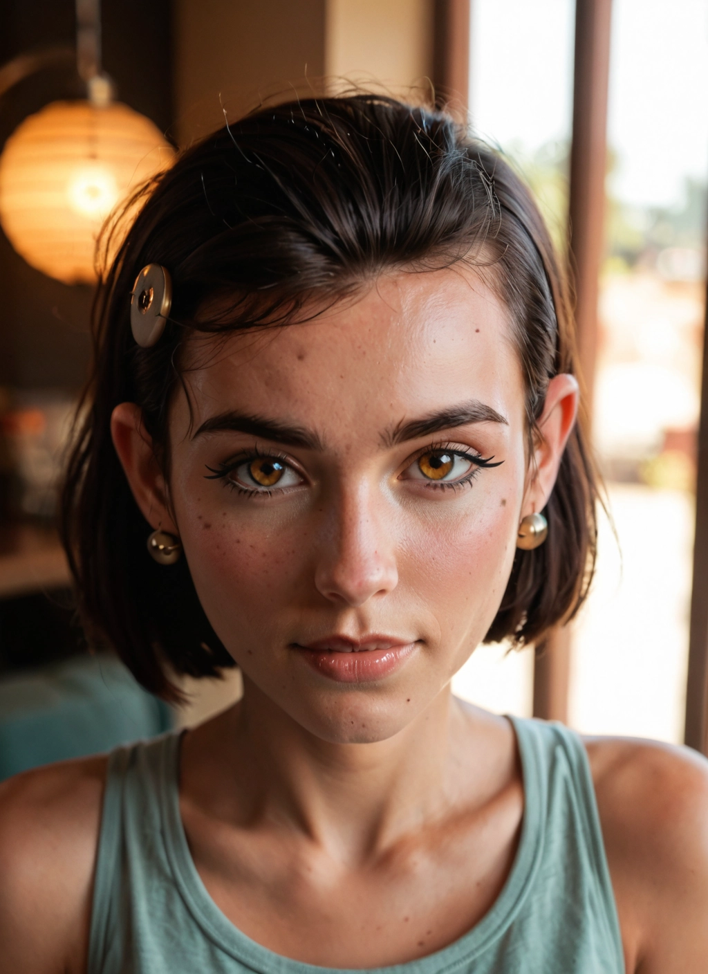 1girl, solo, jewelry, earrings, short hair, looking at viewer · Yamete.gg