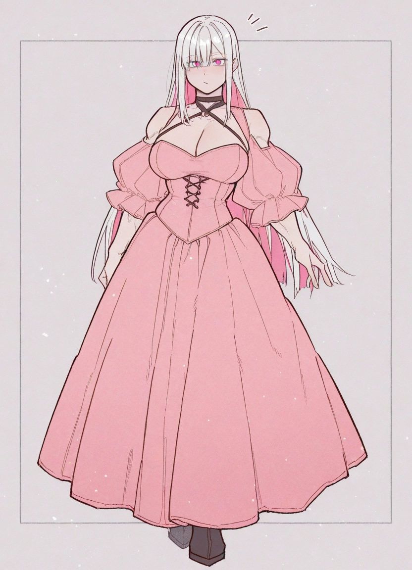 1girl, dress, solo, breasts, pink dress, long hair · Yamete.gg