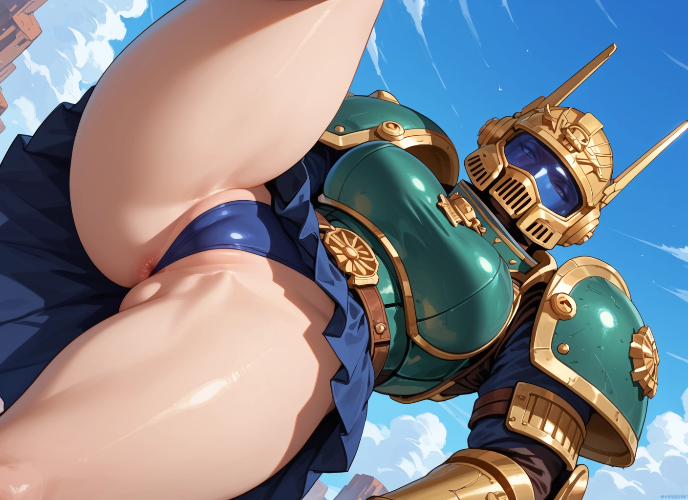 1girl, solo, breasts, anus, helmet, skirt · Yamete.gg