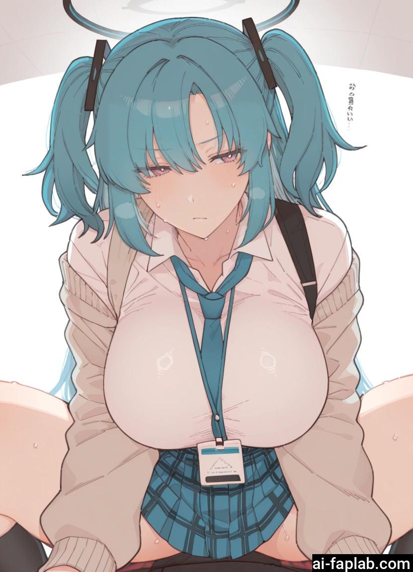 1girl, breasts, skirt, large breasts, halo, necktie