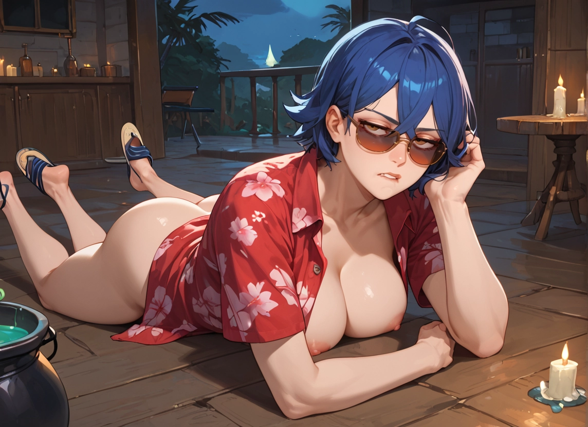 1girl, breasts, nipples, ass, short hair, lying · Yamete.gg