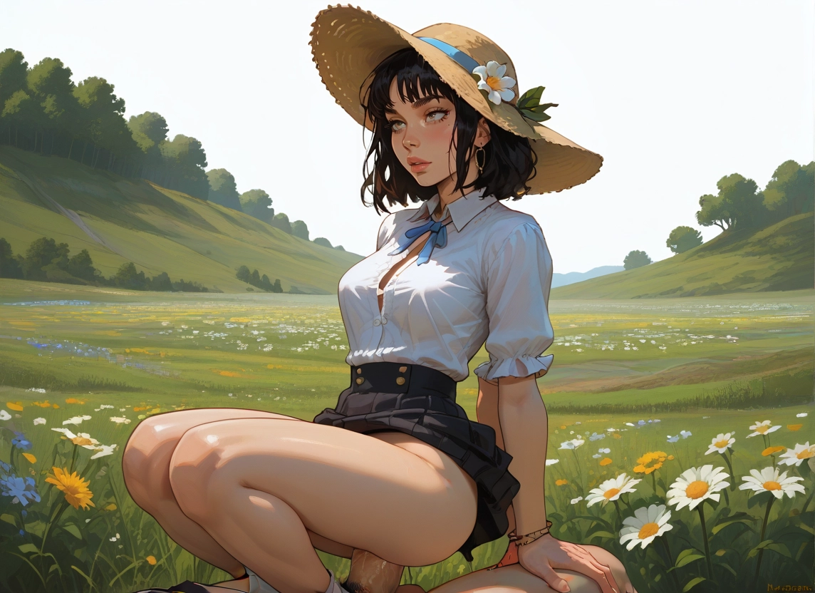 1girl, flower, hat, penis, hetero, 1boy · Yamete.gg