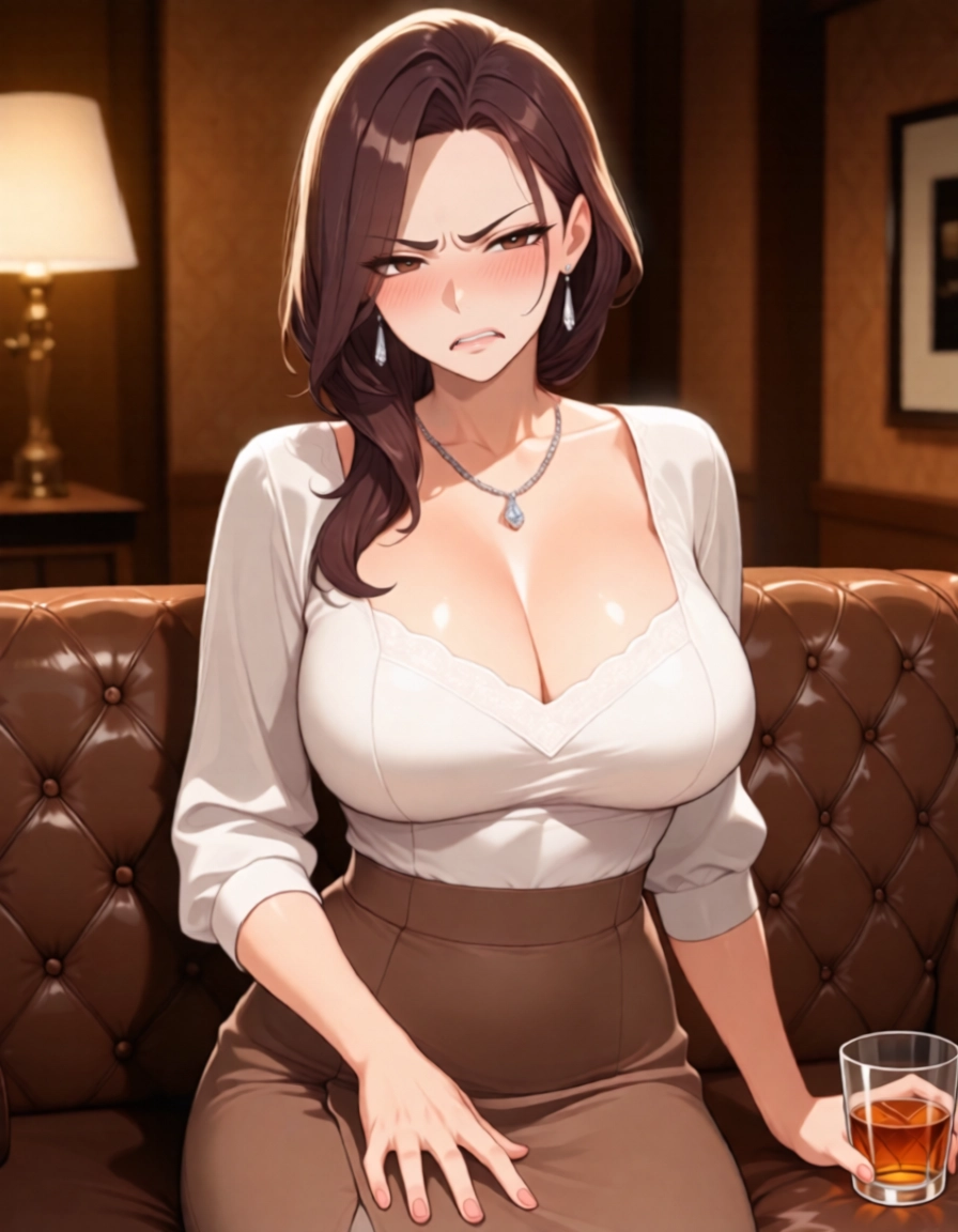1girl, breasts, jewelry, cleavage, mature female, skirt · Yamete.gg