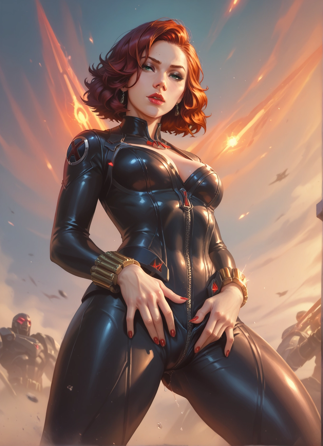 1girl, jewelry, bodysuit, breasts, earrings, pussy juice · Yamete.gg