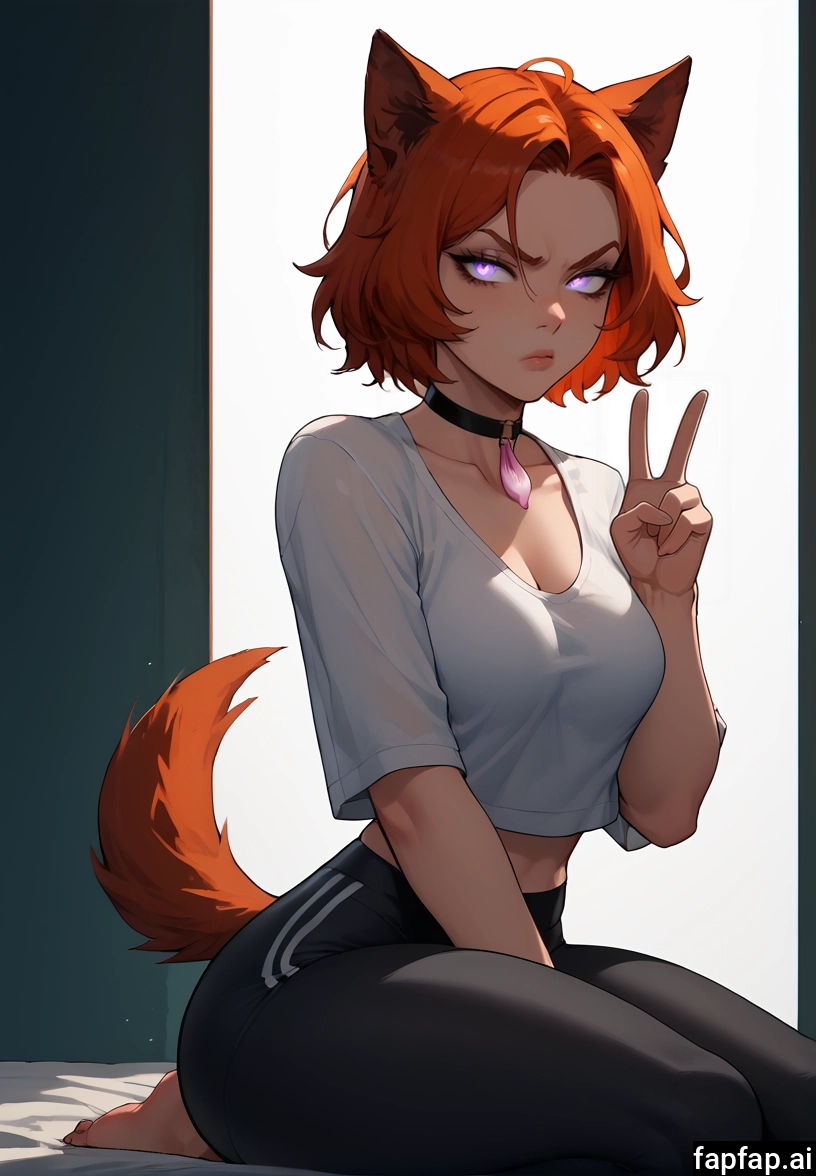 1girl, solo, breasts, animal ears, tail, v · Yamete.gg