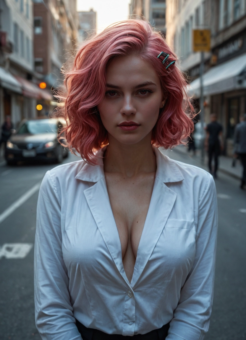 realistic, 1girl, breasts, blurry background, freckles, car