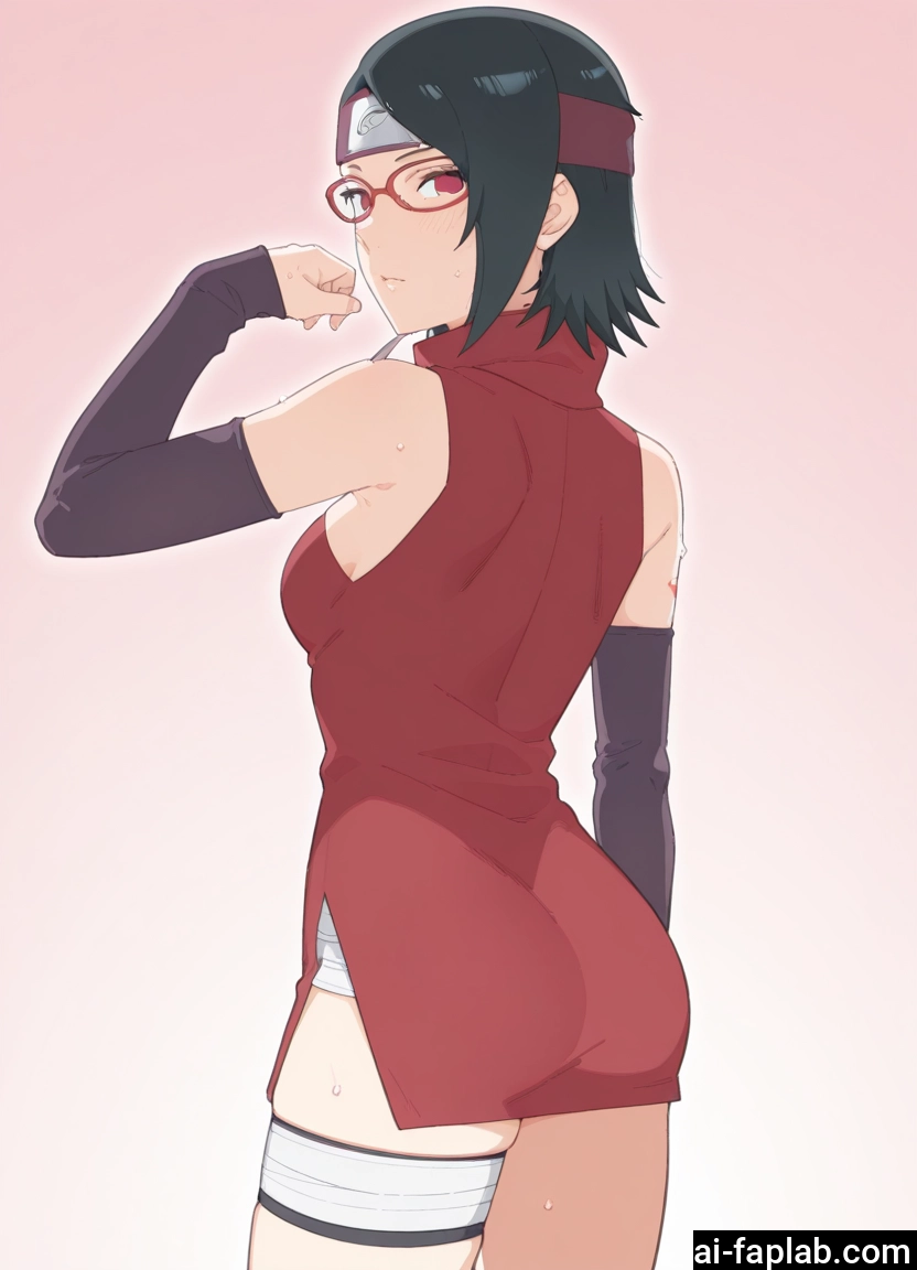 1girl, glasses, solo, ass, black hair, short hair · Yamete.gg