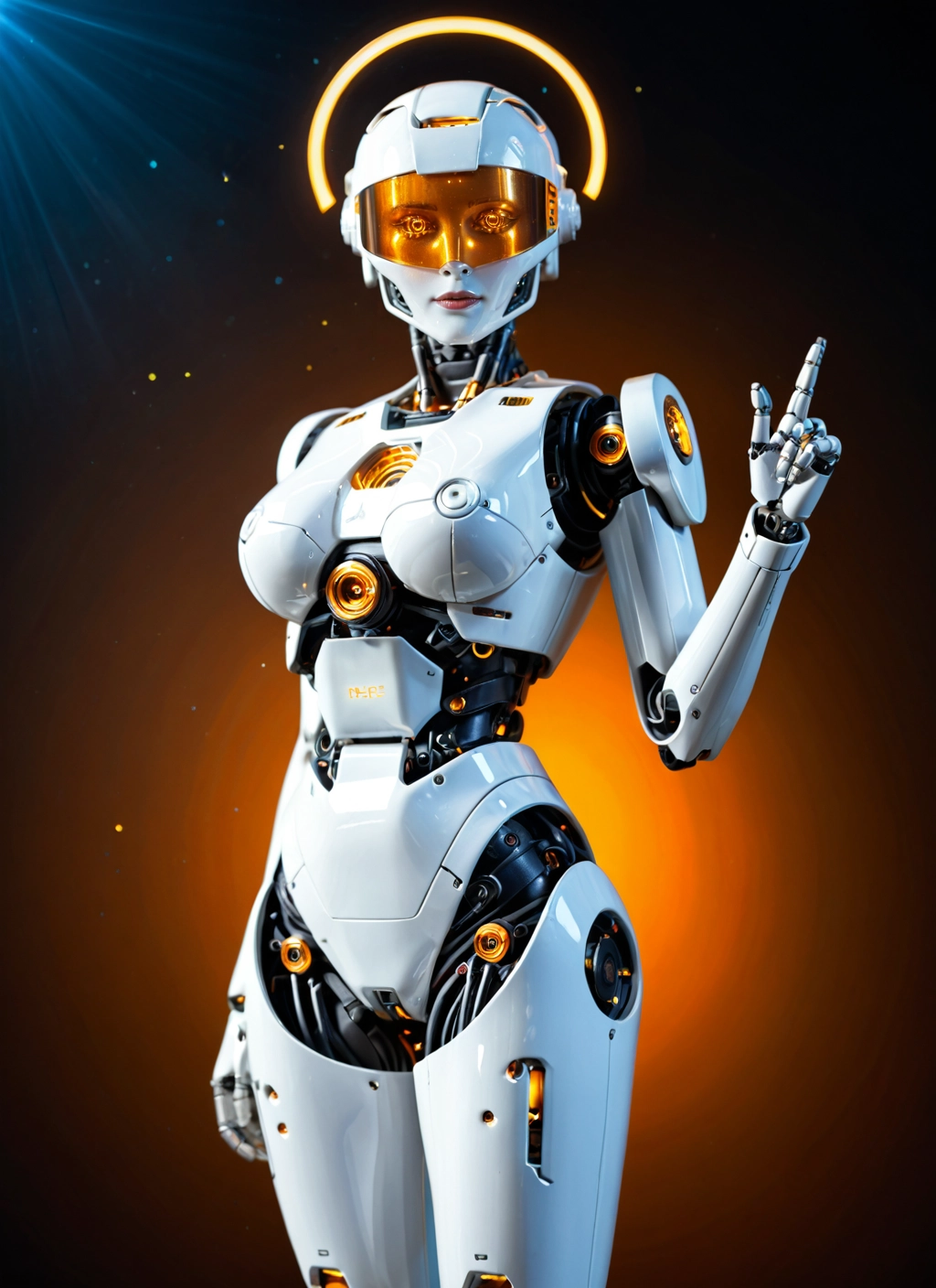 1girl, solo, breasts, halo, visor, robot joints · Yamete.gg