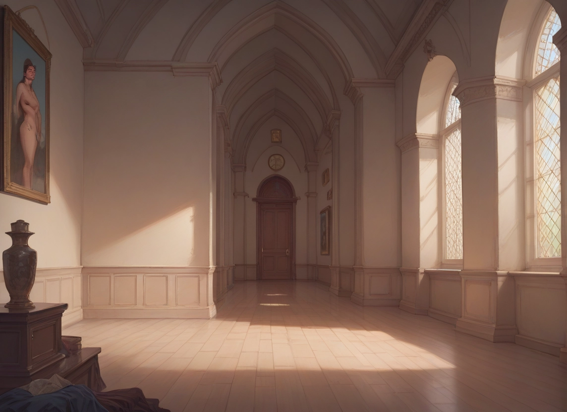 indoors, nude, sunlight, window, wooden floor, scenery · Yamete.gg