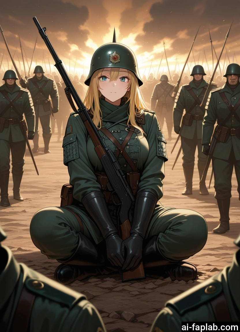 weapon, gun, blonde hair, 1girl, gloves, helmet