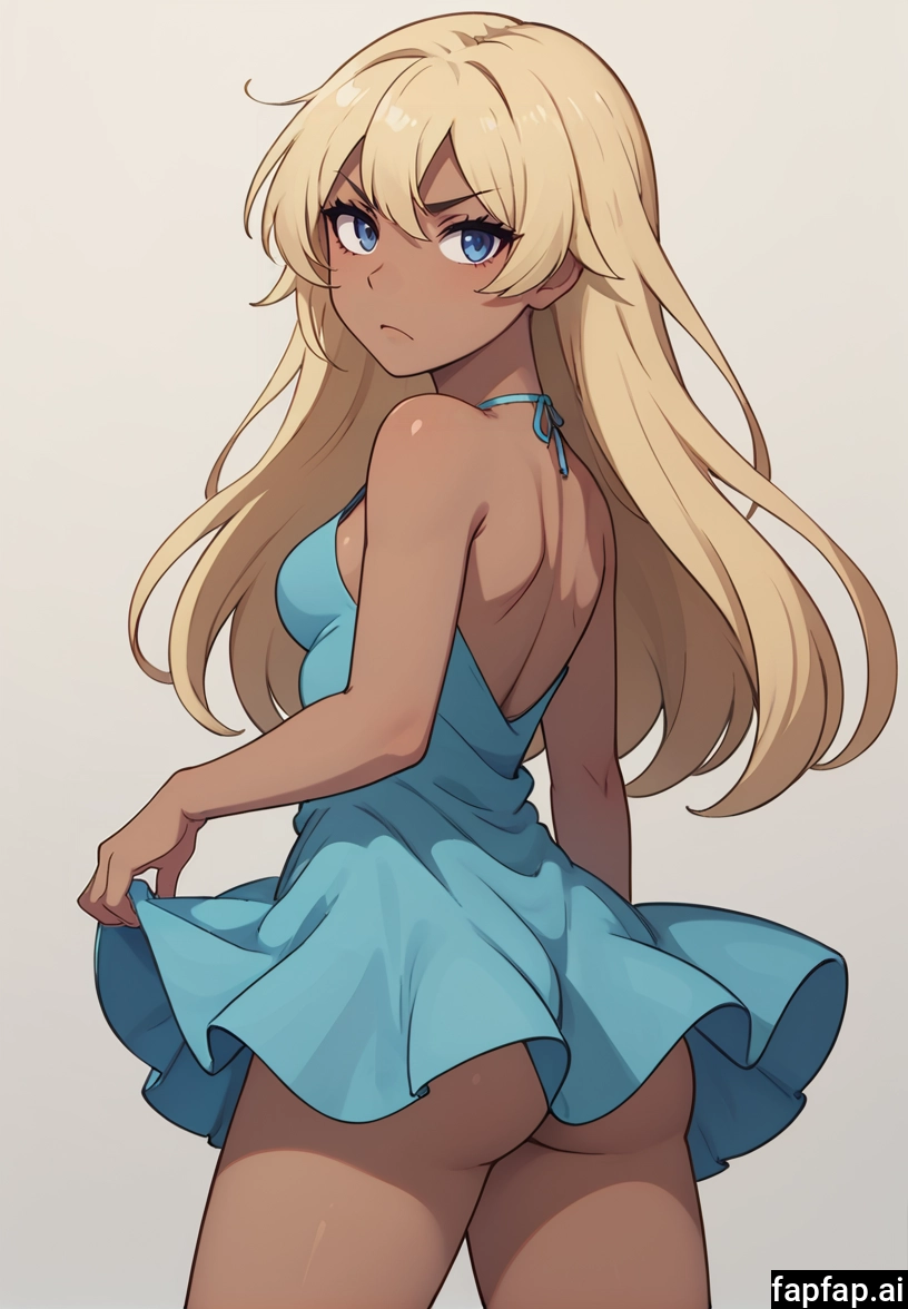 1girl, solo, dress, long hair, ass, dark-skinned female · Yamete.gg