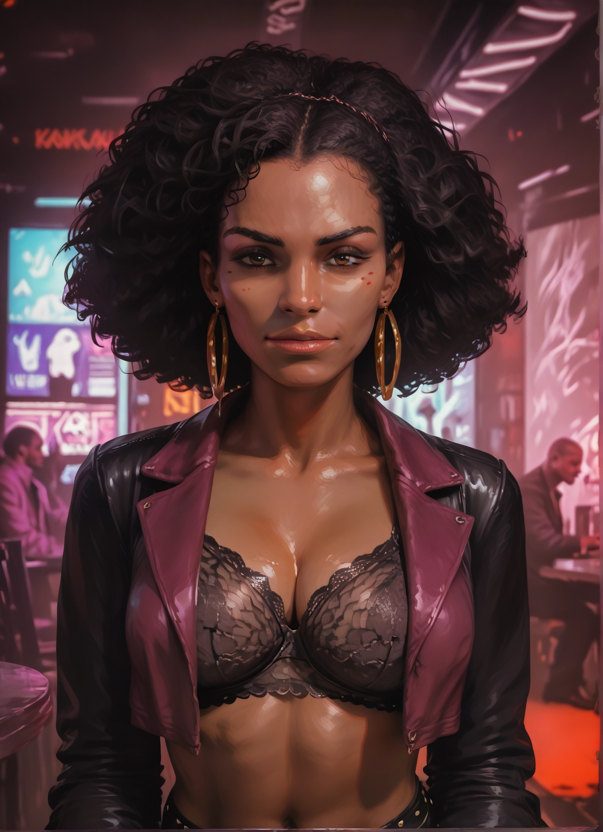 breasts, underwear, jewelry, bra, earrings, 1girl · Yamete.gg