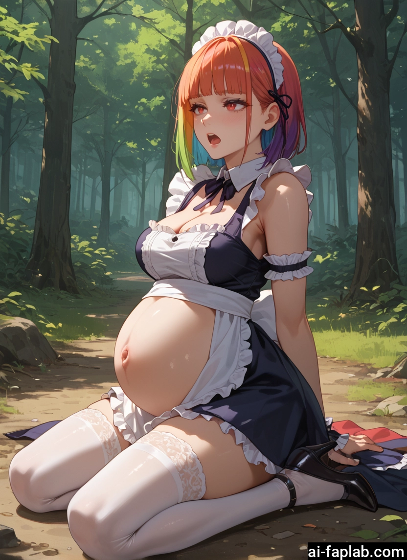 1girl, thighhighs, breasts, solo, pregnant, white legwear · Yamete.gg