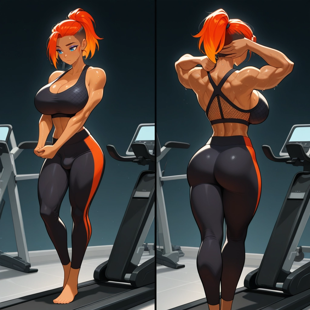 1girl, breasts, muscular female, dark skin, dark-skinned female, blue eyes · Yamete.gg