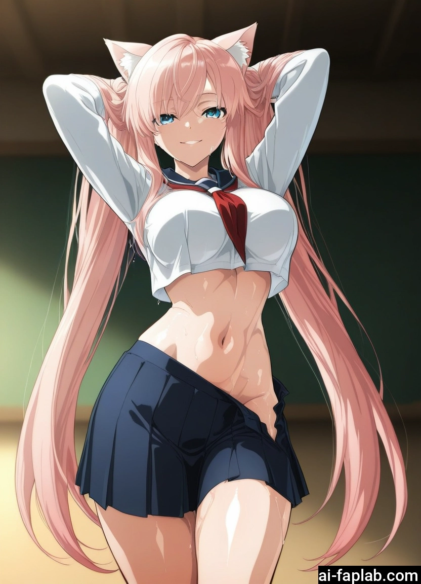 1girl, animal ears, breasts, skirt, long hair, navel