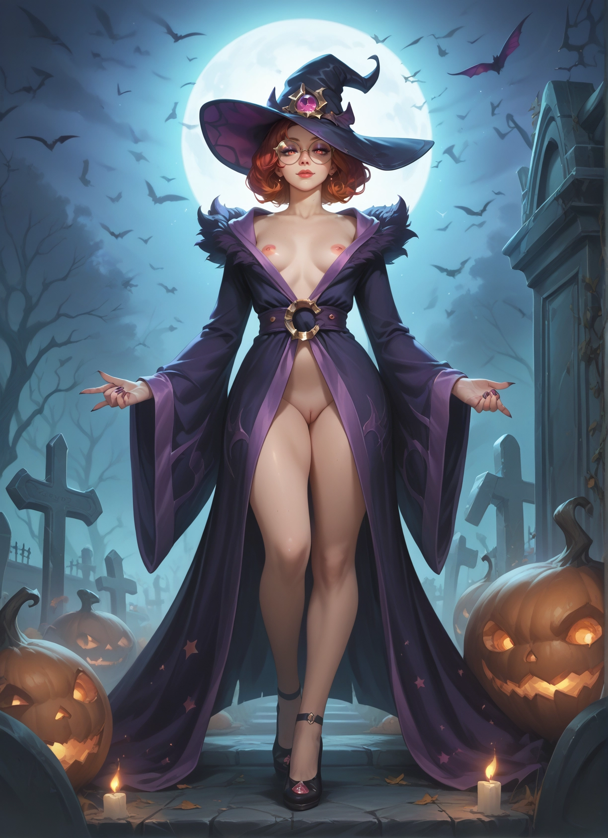 1girl, hat, breasts, solo, nipples, pussy · Yamete.gg