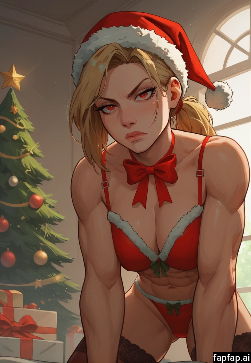 1girl, solo, hat, blonde hair, breasts, christmas tree · Yamete.gg